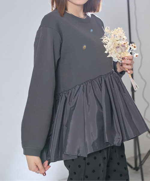 【セール】ナイロン切替スポンディッシュペプラムニット（ニット/セーター）｜each（イーチ）