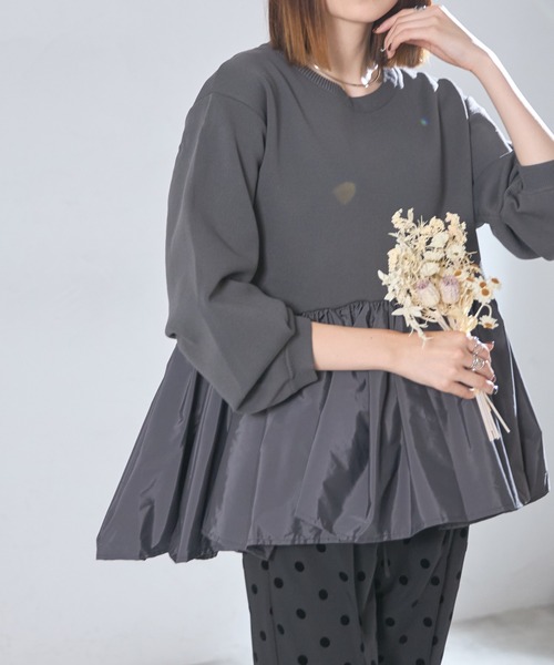 【セール】ナイロン切替スポンディッシュペプラムニット（ニット/セーター）｜each（イーチ）