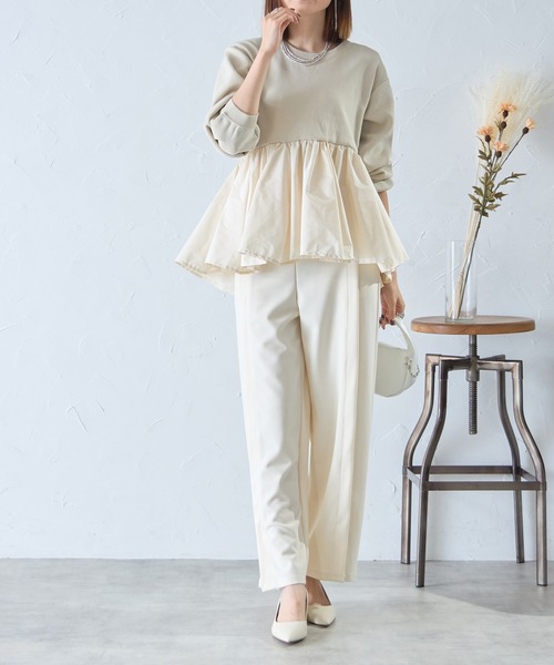 【セール】ナイロン切替スポンディッシュペプラムニット（ニット/セーター）｜each（イーチ）