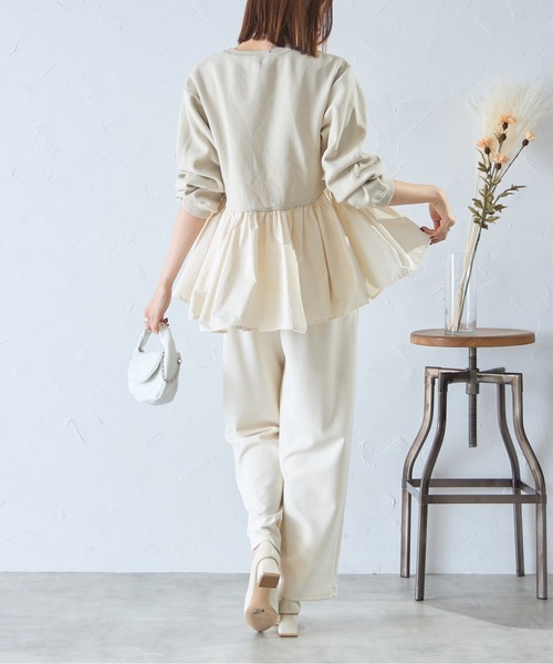 【セール】ナイロン切替スポンディッシュペプラムニット（ニット/セーター）｜each（イーチ）