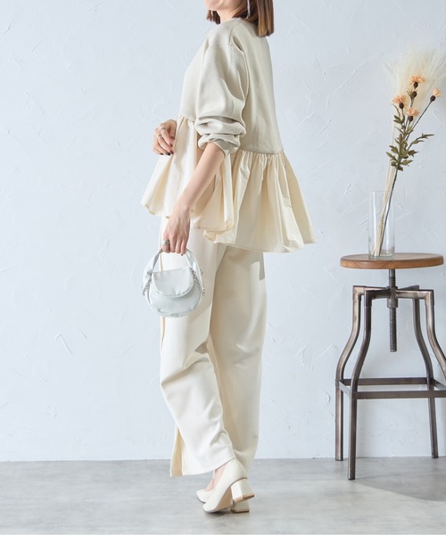 【セール】ナイロン切替スポンディッシュペプラムニット（ニット/セーター）｜each（イーチ）