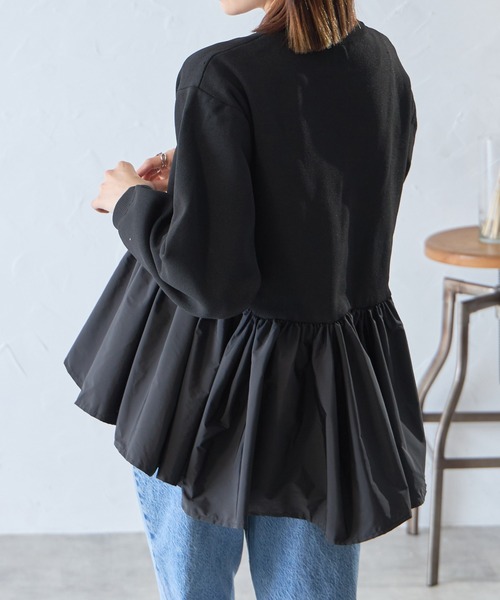 【セール】ナイロン切替スポンディッシュペプラムニット（ニット/セーター）｜each（イーチ）