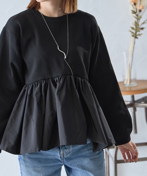 【セール】ナイロン切替スポンディッシュペプラムニット（ニット/セーター）｜each（イーチ）