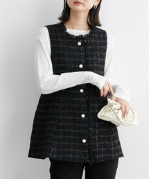 nissen | 【販売終了】ツイードペプラムジレ（パール調ボタン）(ベスト)