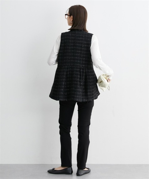 nissen（ニッセン）の「【販売終了】ツイードペプラムジレ（パール調ボタン）（ベスト・レディース・ブラック系その他・M/L）」の6枚目の写真