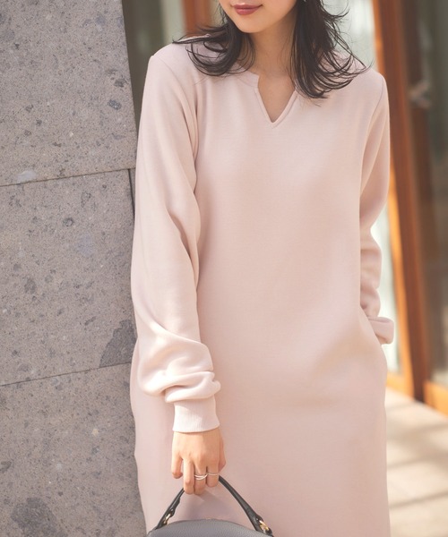 KOBE LETTUCE（コウベレタス）の「[ ぬく盛り ] 選べる丈 キーネックマキシワンピース（ワンピース・レディース・ネイビー/ピンク系/ブラウン/ブラック/ブルー・PM/M）」の14枚目の写真