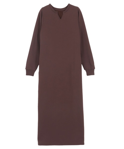 KOBE LETTUCE（コウベレタス）の「[ ぬく盛り ] 選べる丈 キーネックマキシワンピース（ワンピース・レディース・ネイビー/ピンク系/ブラウン/ブラック/ブルー・PM/M）」の19枚目の写真