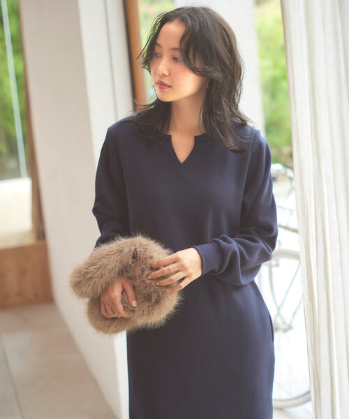 べべ　ワンピース ぬく盛り ] 選べる丈 キーネックマキシワンピース（ワンピース）｜KOBE