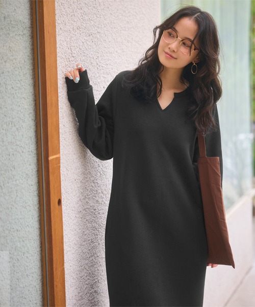 ぬく盛り ] 選べる丈 キーネックマキシワンピース（ワンピース）｜KOBE