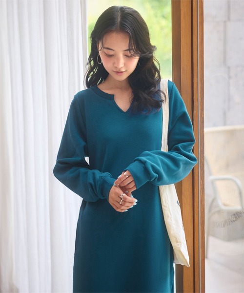 ぬく盛り ] 選べる丈 キーネックマキシワンピース（ワンピース）｜KOBE