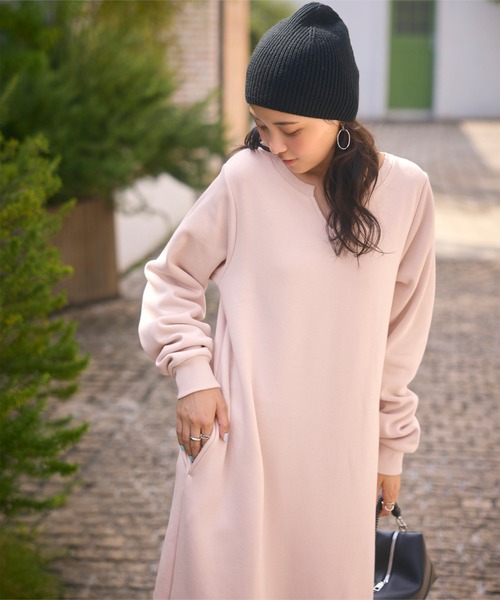 ぬく盛り ] 選べる丈 キーネックマキシワンピース（ワンピース）｜KOBE