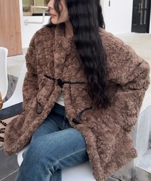ファーコート ショート丈 フェイクファー」に該当するブラウン/茶色系