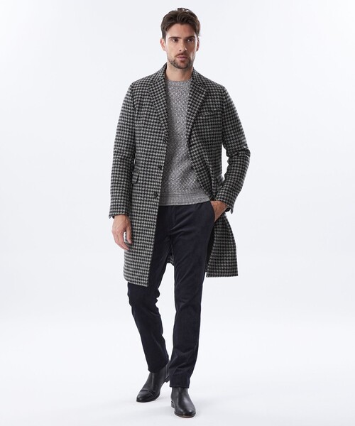 EPOCA UOMO（エポカウォモ）の「千鳥ジャカードチェスターコート（チェスターコート・メンズ・チャコールグレー/ライトグレー・48/46）」の4枚目の写真