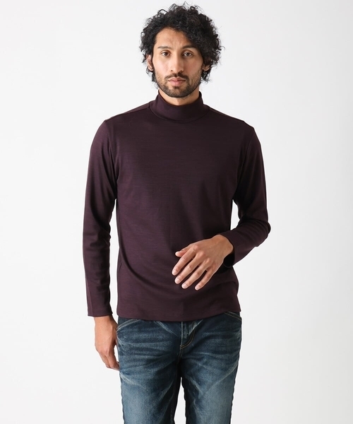 MICHEL KLEIN HOMME   （ミッシェルクランオム）の「《日本製》スムースモックネック長袖カットソー（Tシャツ/カットソー・メンズ・ブラック/パープル・MEDIUM/LARGE/X-LARGE）」の2枚目の写真