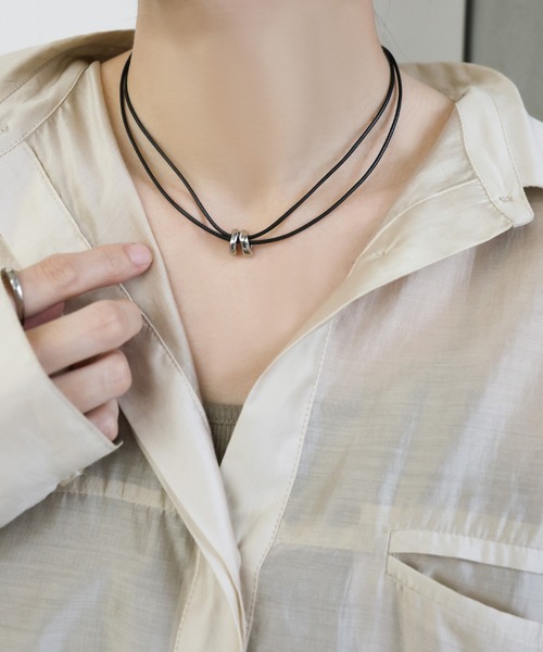 select MOCA（セレクトモカ）の「ダブルコードリングネックレス（ネックレス・レディース・シルバー・FREE）」の3枚目の写真