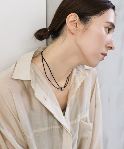 select MOCA（セレクトモカ）の「ダブルコードリングネックレス（ネックレス・レディース・シルバー・FREE）」の2枚目の写真