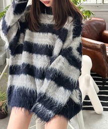 apres jour mignon | シャギーボーダーニット【ZOZOTOWN限定アイテム】(ニット/セーター)