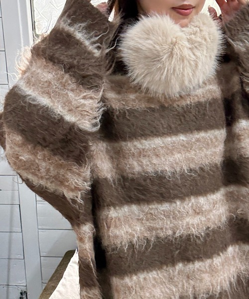 apres jour mignon（アプレジュールミニョン）の「シャギーボーダーニット【ZOZOTOWN限定アイテム】（ニット/セーター・レディース・ネイビー/ブラック系その他/ブラウン系その他・X-LARGE/フリー）」の13枚目の写真