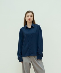 skoool（スクール）の「フレンチフロント無地シャツ／ショート丈ワイドシルエット（シャツ/ブラウス）」