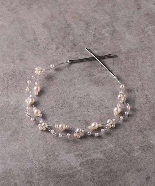 niku【前撮りセット】レースドレス　パールヘアアクセ 楽天市場】【 送料無料 】 レース の バードケージベール 髪飾り