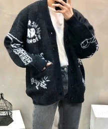 Dalfwin（ダールフィン）の「韓国ファッション 2ND ARCHIVEグラフィックデザインVネックニットカーディガン（カーディガン/ボレロ・メンズ）」