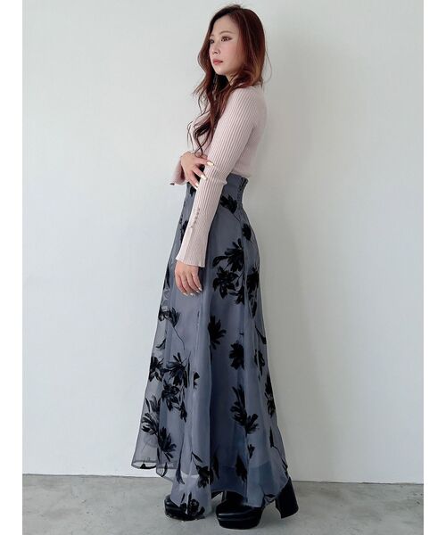 MERCURYDUO（マーキュリーデュオ）の「パール付きフレアスリーブリブニット（ニット/セーター・レディース・ベージュ/チャコールグレー/ブラック/アイボリー・FREE）」の13枚目の写真