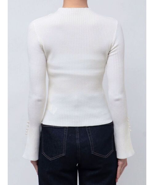 MERCURYDUO（マーキュリーデュオ）の「パール付きフレアスリーブリブニット（ニット/セーター・レディース・ベージュ/チャコールグレー/ブラック/アイボリー・FREE）」の19枚目の写真