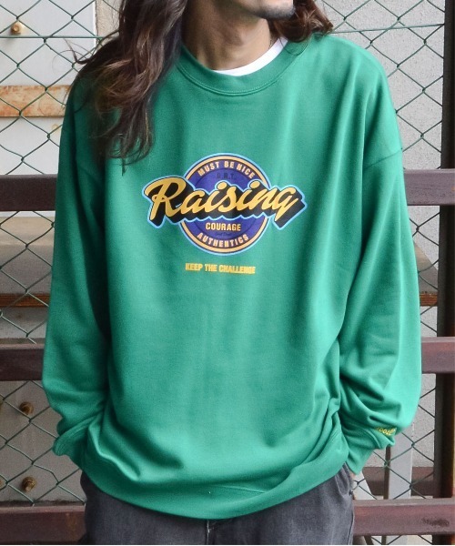 MODISH GAZE(モディシュガゼ)の「【MODISH GAZE】Risingプリントトレーナー(CP)(スウェット・メンズ・オフホワイト/グリーン・M/L)」の4枚目の写真