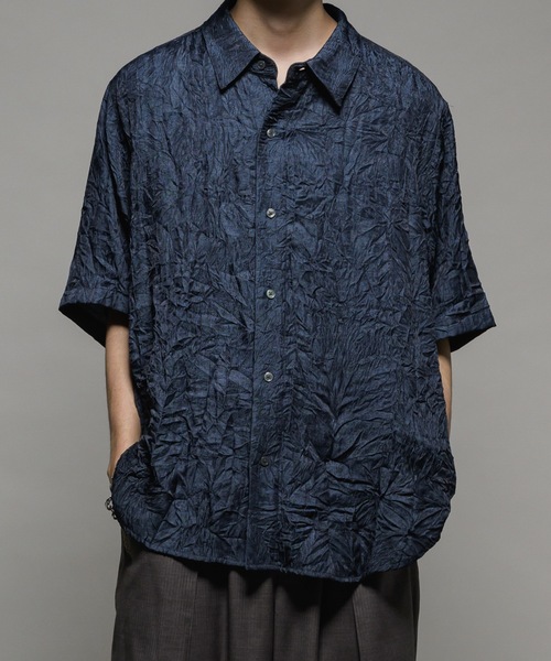 CASPER JOHN（キャスパージョン）の「Various loose shirts -striped crepe- /バリアスルーズシャツ -楊柳-（シャツ/ブラウス・メンズ・ブルー/ブラック/サックスブルー/ベージュ/ネイビー/ブラウン・X-SMALL/SMALL/MEDIUM/LARGE）」の5枚目の写真