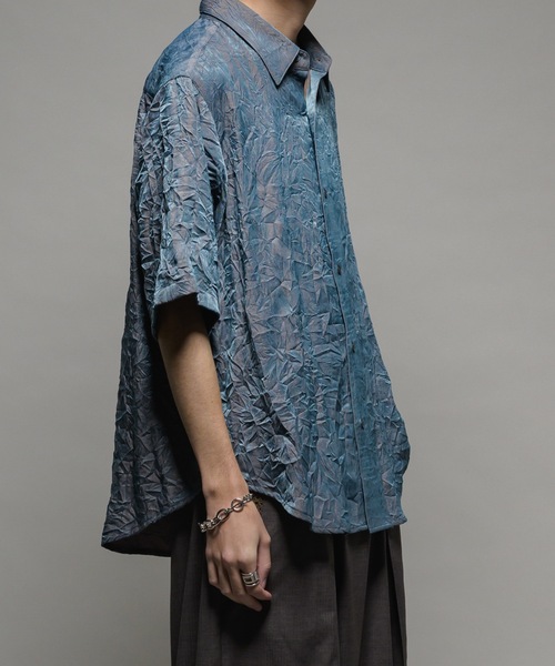 CASPER JOHN（キャスパージョン）の「Various loose shirts -striped crepe- /バリアスルーズシャツ -楊柳-（シャツ/ブラウス・メンズ・ブルー/ブラック/サックスブルー/ベージュ/ネイビー/ブラウン・X-SMALL/SMALL/MEDIUM/LARGE）」の22枚目の写真