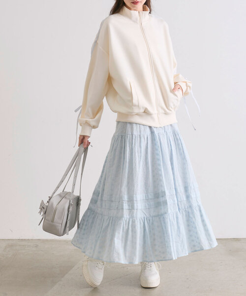 OLIVE des OLIVE(オリーブデオリーブ)の「袖リボントラックジャケット(カーディガン/ボレロ・レディース・イエロー/ブラック/オフホワイト/ネイビー・FREE)」の5枚目の写真