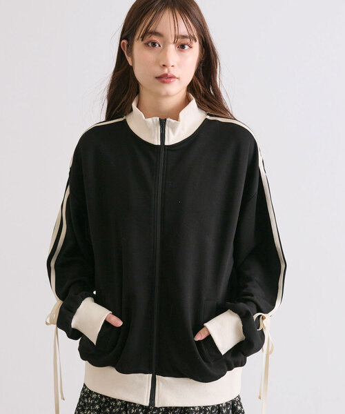 OLIVE des OLIVE(オリーブデオリーブ)の「袖リボントラックジャケット(カーディガン/ボレロ・レディース・イエロー/ブラック/オフホワイト/ネイビー・FREE)」の8枚目の写真