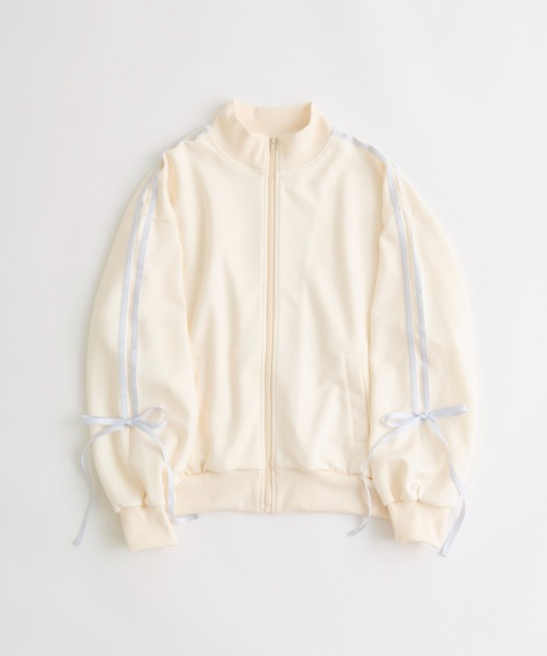 OLIVE des OLIVE(オリーブデオリーブ)の「袖リボントラックジャケット(カーディガン/ボレロ・レディース・イエロー/ブラック/オフホワイト/ネイビー・FREE)」の19枚目の写真
