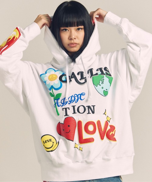 GALLIS ADDICTION（ガリスアディクション）の「GA 裏毛-POP MOTIF HOODIE（パーカー・メンズ・ブラック/ホワイト・M/L）」の20枚目の写真