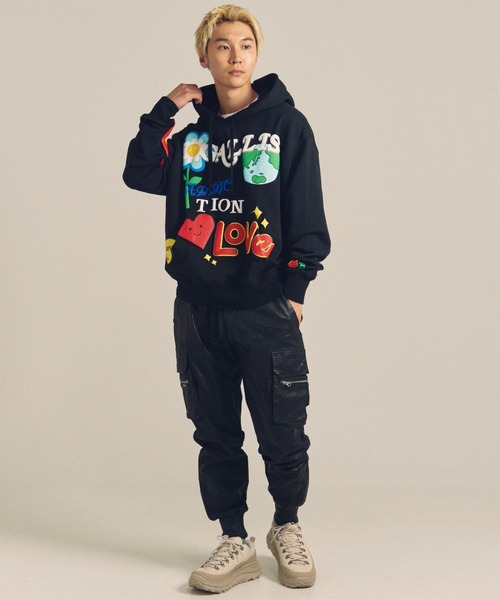 GALLIS ADDICTION（ガリスアディクション）の「GA 裏毛-POP MOTIF HOODIE（パーカー・メンズ・ブラック/ホワイト・M/L）」の10枚目の写真