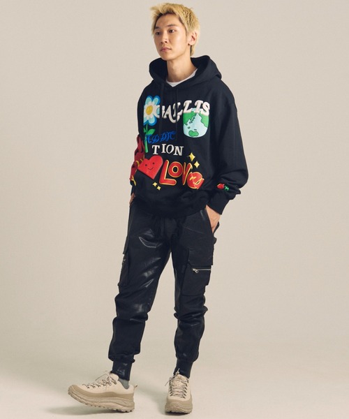 GALLIS ADDICTION（ガリスアディクション）の「GA 裏毛-POP MOTIF HOODIE（パーカー・メンズ・ブラック/ホワイト・M/L）」の11枚目の写真