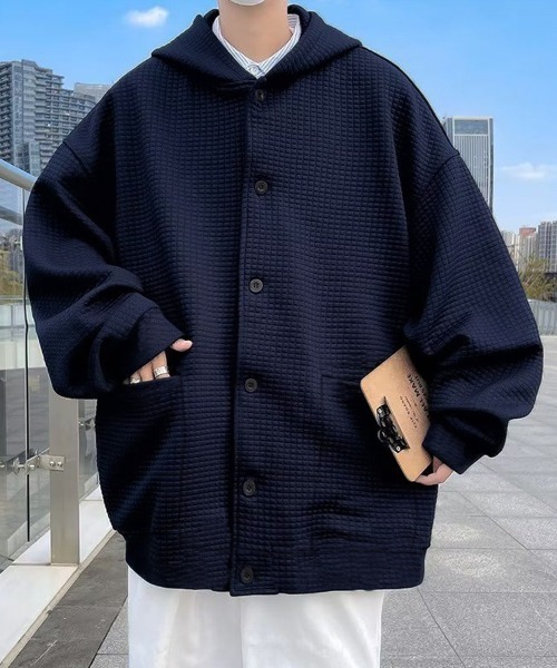 Ressaca（レサーカ）の「オーバーサイズフード付きカーディガン（カーディガン/ボレロ・メンズ・ナチュラル/ネイビー/ブラウン・XL/L/M）」の3枚目の写真