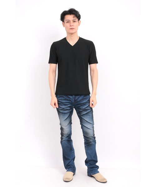 TORNADO MART（トルネードマート）の「TORNADO MART∴バイヤスアローVネック半袖カットソー（Tシャツ/カットソー・メンズ・ホワイト/ブラック・M/XXL/LL/L）」の12枚目の写真