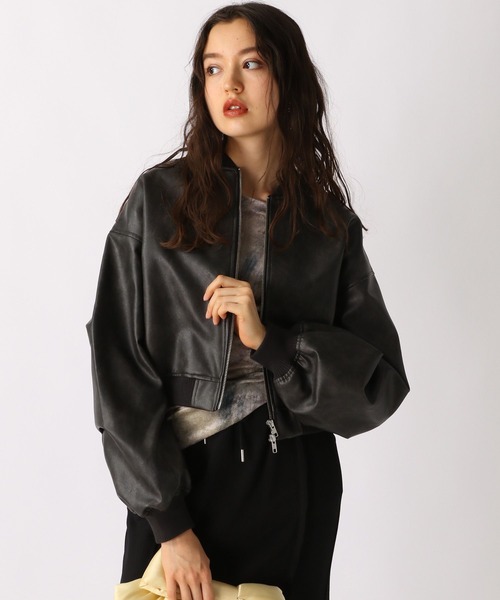 FOREVER 21（フォーエバー トゥエンティーワン）の「【2025SS】フェイクレザーMA－1（MA-1・レディース・ブラウン/ブラック・FREE）」の13枚目の写真