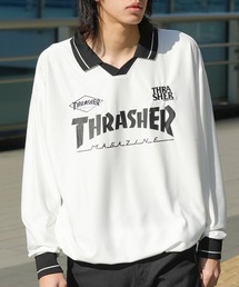 THRASHER（スラッシャー）の「L/S GAME SHIRTS/THRASHER スラッシャー ヴィンテージライク ゲームシャツ 長袖 プリントロゴ ストリート Y2K レトロスポーツ ユニセックス（ポロシャツ・メンズ）」