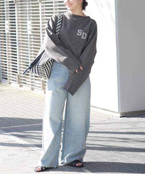 JOURNAL STANDARD relume(ジャーナルスタンダード レリューム)の「【HOLIDAYS COMFORT】USAコットンインレイウラケプルオーバー(Tシャツ/カットソー・レディース・ブラック系その他/グレー/レッド/サックスブルー・FREE)」の6枚目の写真