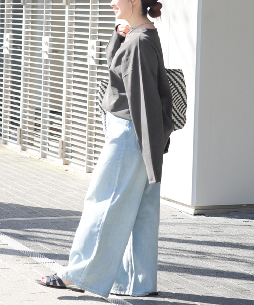 JOURNAL STANDARD relume(ジャーナルスタンダード レリューム)の「【HOLIDAYS COMFORT】USAコットンインレイウラケプルオーバー(Tシャツ/カットソー・レディース・ブラック系その他/グレー/レッド/サックスブルー・FREE)」の7枚目の写真
