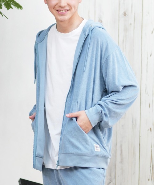 ムラサキスポーツ(ムラサキスポーツ)の「【ムラサキスポーツ限定】DEAR LAUREL/ディアローレル パイルジップパーカー 水陸両用 セットアップ対応 UVケア D25S1201(パーカー・メンズ・サーモンピンク/ベージュ/ブラック/サックスブルー・L/M)」の3枚目の写真