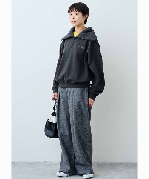 THREE FIFTY STANDARD(スリーフィフティースタンダード)の「THREE FIFTY STANDARD セーラー風のハーフジップスウェット(スウェット・レディース・アイボリー/チャコールグレー・L/M/LL/3L)」の7枚目の写真