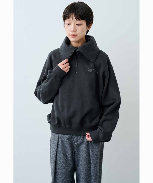 THREE FIFTY STANDARD(スリーフィフティースタンダード)の「THREE FIFTY STANDARD セーラー風のハーフジップスウェット(スウェット・レディース・アイボリー/チャコールグレー・L/M/LL/3L)」の5枚目の写真
