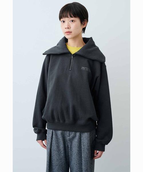 THREE FIFTY STANDARD(スリーフィフティースタンダード)の「THREE FIFTY STANDARD セーラー風のハーフジップスウェット(スウェット・レディース・アイボリー/チャコールグレー・L/M/LL/3L)」の4枚目の写真