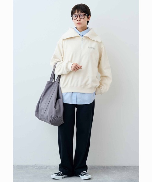 THREE FIFTY STANDARD(スリーフィフティースタンダード)の「THREE FIFTY STANDARD セーラー風のハーフジップスウェット(スウェット・レディース・アイボリー/チャコールグレー・L/M/LL/3L)」の21枚目の写真