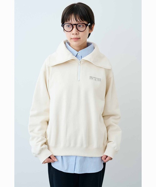 THREE FIFTY STANDARD(スリーフィフティースタンダード)の「THREE FIFTY STANDARD セーラー風のハーフジップスウェット(スウェット・レディース・アイボリー/チャコールグレー・L/M/LL/3L)」の20枚目の写真