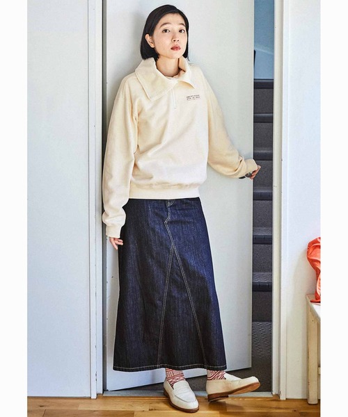 THREE FIFTY STANDARD(スリーフィフティースタンダード)の「THREE FIFTY STANDARD セーラー風のハーフジップスウェット(スウェット・レディース・アイボリー/チャコールグレー・L/M/LL/3L)」の18枚目の写真
