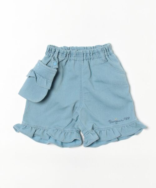 KP（ケーピー）の「メッシュデニム別ベルト移動ポケット付きショートP(100～130)（その他パンツ・キッズ・ブルー/ネイビー・100cm/110cm/120cm/130cm）」の2枚目の写真